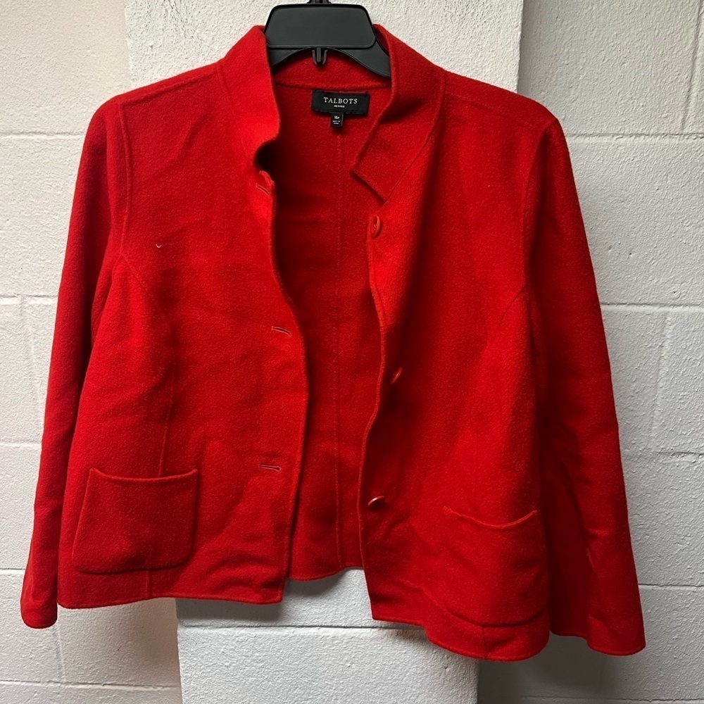 Talbots Women's Vibrant Red/Orange hue Blazer. Size 16p - Picture 1 of 5